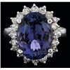 Image 1 : 14KT White Gold 8.44ct Tanzanite and Diamond Ring