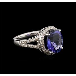 4.64ct Tanzanite and Diamond Ring - 14KT White Gold