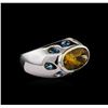 Image 1 : 5.94ctw Citrine and Blue Topaz Ring - 14KT White Gold