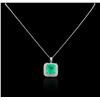 Image 1 : GIA Cert 11.04ct Emerald and Diamond Pendant With Chain - 14KT White Gold