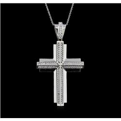 1.17ctw Diamond Cross Pendant With Chain - 14KT White Gold