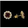 Image 2 : 2.08ctw Ruby and Diamond Earrings - 14KT Yellow Gold