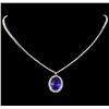 Image 1 : 14KT White Gold 15.40ct GIA Certified Tanzanite and Diamond Necklace