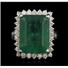 Image 2 : 14.32ct Emerald and Diamond Ring - 14KT White Gold