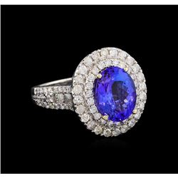 4.08ct Tanzanite and Diamond Ring - 14KT White Gold