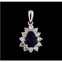 0.84ct Sapphire and Diamond Pendant - 18KT White Gold