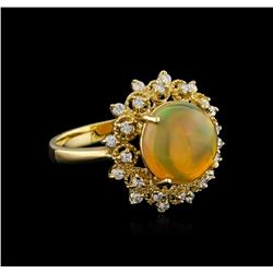 3.30ct Opal and Diamond Ring - 14KT Yellow Gold