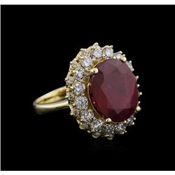 14KT Yellow Gold 8.00ct Ruby and Diamond Ring