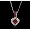 Image 1 : 18KT White Gold 1.40ct Ruby and Diamond Pendant With Chain