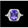 Image 2 : 14KT White Gold 3.34ct Tanzanite and Diamond Ring