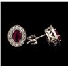 Image 2 : 1.00ctw Ruby and Diamond Earrings - 14KT White Gold