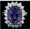 Image 1 : 14KT White Gold 8.25ct Tanzanite and Diamond Ring