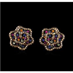 1.95ctw Multicolor Sapphire and Diamond Earrings - 18KT White Gold