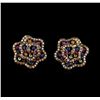 Image 1 : 1.95ctw Multicolor Sapphire and Diamond Earrings - 18KT White Gold