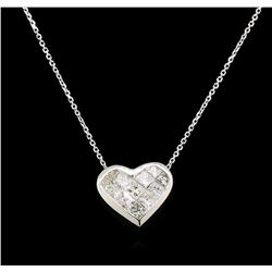 0.70ctw Diamond Heart Pendant With Chain - 14KT White Gold