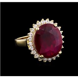 11.08ct Ruby and Diamond Ring - 14KT Yellow Gold