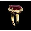 Image 4 : 11.08ct Ruby and Diamond Ring - 14KT Yellow Gold