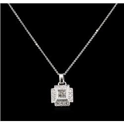 0.55ctw Diamond Pendant With Chain - 18KT White Gold