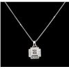 Image 1 : 0.55ctw Diamond Pendant With Chain - 18KT White Gold