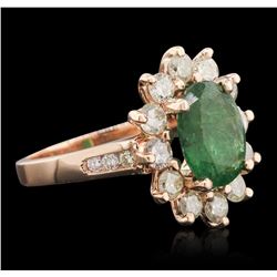 14KT Rose Gold 2.48ct Emerald and Diamond Ring