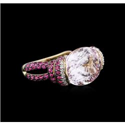 14KT Yellow Gold 16.58ct Kunzite, Pink Sapphire and Diamond Ring