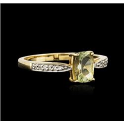 14KT Yellow Gold 0.79ct Green Tourmaline and Diamond Ring