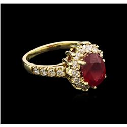 2.60ct Ruby and Diamond Ring - 14KT Yellow Gold