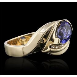 14KT Yellow Gold 2.00ct Tanzanite and Diamond Ring