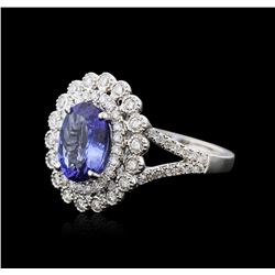 14KT White Gold 2.18ct Tanzanite and Diamond Ring