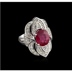 14KT White Gold 4.42ct Ruby and Diamond Ring