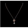 Image 1 : 0.18ctw Pearl and Diamond Pendant - 14KT Rose Gold