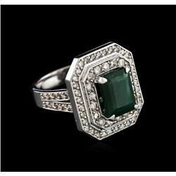 14KT White Gold 2.96ct Emerald and Diamond Ring