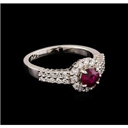 0.68ct Ruby and Diamond Ring - 14KT White Gold