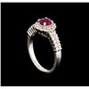 Image 4 : 0.68ct Ruby and Diamond Ring - 14KT White Gold