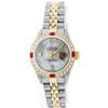 Image 1 : Rolex 14KT Two-Tone Baguette Diamond And Ruby DateJust Ladies Watch