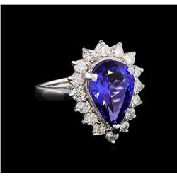 3.54ct Tanzanite and Diamond Ring - 14KT White Gold