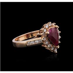 14KT Rose Gold 1.42ct Ruby and Diamond Ring