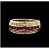 Image 2 : 14KT Yellow Gold 1.00ctw Ruby and Diamond Ring