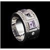 Image 4 : 0.54ctw Amethyst and White Sapphire Ring - .925 Silver