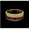 Image 2 : 0.80ctw Ruby and Diamond Ring - 14KT Yellow Gold