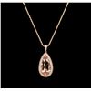 Image 1 : 9.50ct Morganite and Diamond Pendant With Chain - 14KT Rose Gold