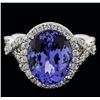 Image 1 : 14KT White Gold 5.12ct Tanzanite and Diamond Ring