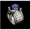 Image 3 : 2.75ct Tanzanite and Diamond Ring - 14KT White Gold