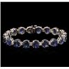 Image 1 : 29.83ctw Blue Sapphire and Diamond Bracelet - 14KT White Gold