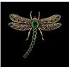 Image 1 : 0.72ctw Emerald, Ruby and Diamond Butterfly Brooch - 18KT Yellow Gold