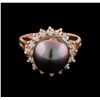 Image 2 : Pearl and Diamond Ring - 14KT Rose Gold