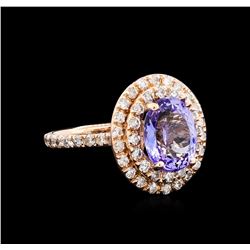 4.15ct Tanzanite and Diamond Ring - 14KT Rose Gold