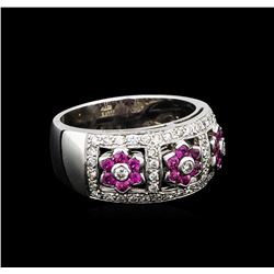 0.50ctw Pink Sapphire and Diamond Ring - 18KT White Gold