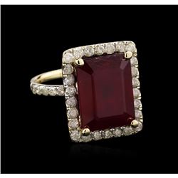 13.29ct Ruby and Diamond Ring - 14KT Yellow Gold