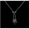 Image 2 : 0.69ct Blue Sapphire and Diamond Necklace - 18KT White Gold